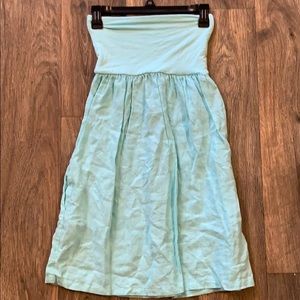 Teal strapless sundress with pockets